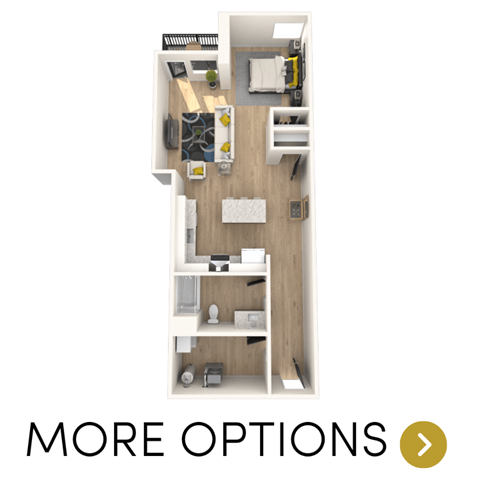 Floor plan for studio, 1 bath, 805 sqft